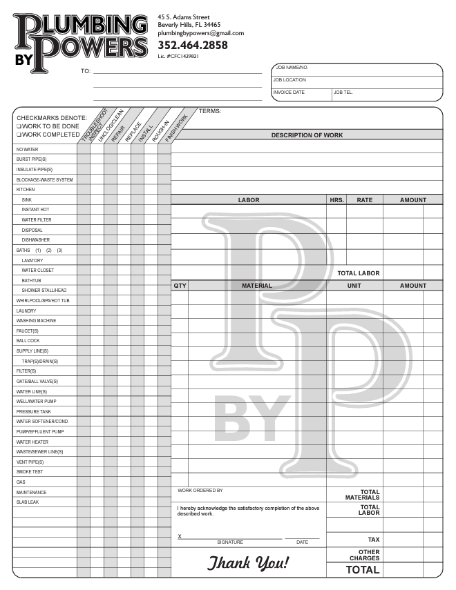 Plumbing Worksheet